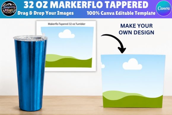 32oz MakerFlo Tapered Tumbler Template