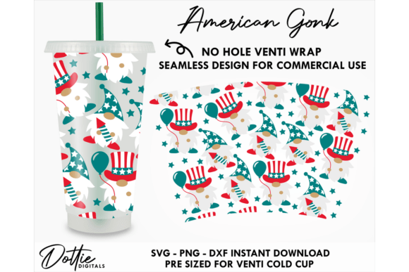 American Gnome Cold Cup No Hole SVG 24oz