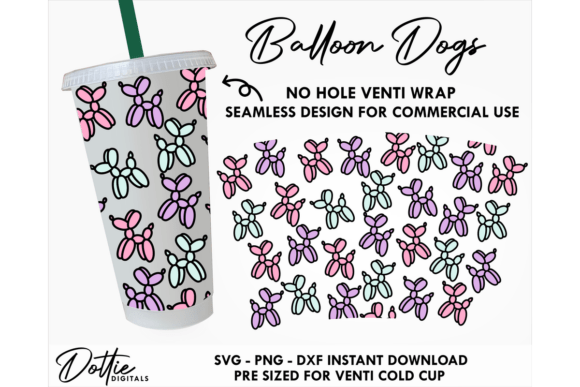 Balloon Dogs Cold Cup No Hole SVG 24oz