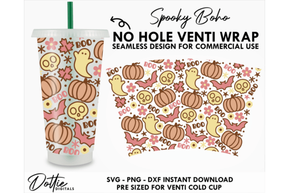 Boho Halloween Cold Cup No Hole SVG 24oz