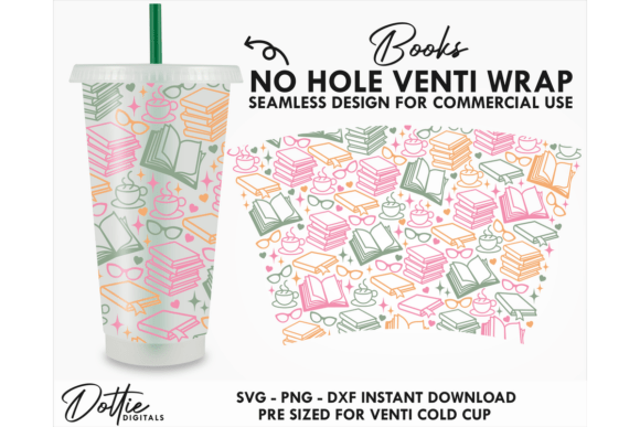 Books Cold Cup No Hole SVG 24oz