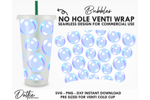 Bubbles Cold Cup No Hole SVG 24oz