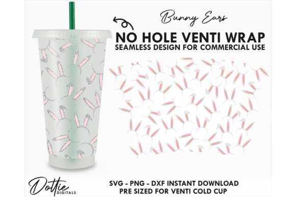 Bunny Ears Cold Cup No Hole SVG 24oz