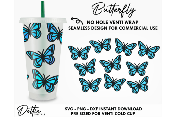 Butterflies Cold Cup No Hole SVG 24oz