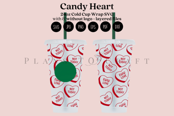 Candy Heart Valentine 24oz Cold Cup Wrap Review