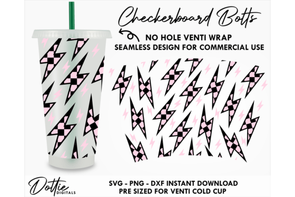 Checked Bolts Cold Cup No Hole SVG 24oz