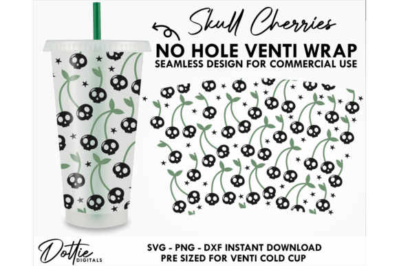 Cherry Skulls Cold Cup No Hole SVG
