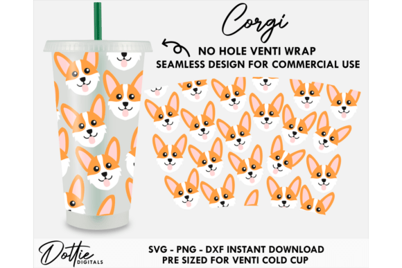 Corgi Dog Cold Cup No Hole SVG 24oz