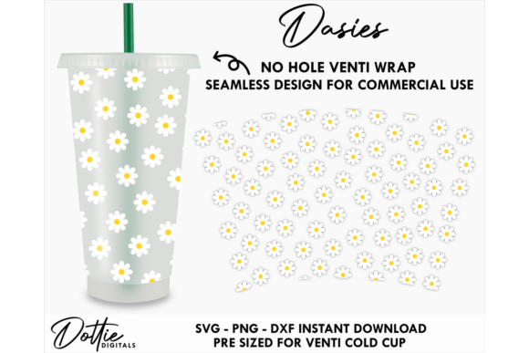 Daisies Cold Cup No Hole SVG 24oz