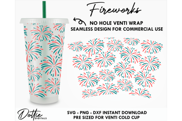 Fireworks Cold Cup No Hole SVG 24oz