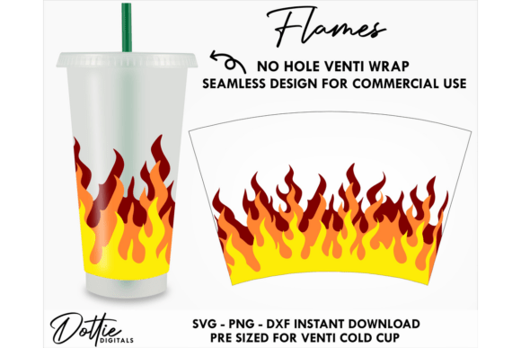 Flames Fire Cold Cup No Hole SVG