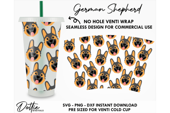 German Shepard Cold Cup No Hole SVG 24oz