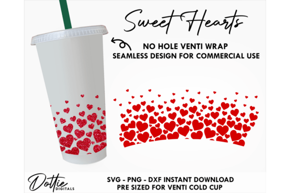 Hearts Cold Cup SVG for Embroidery Projects