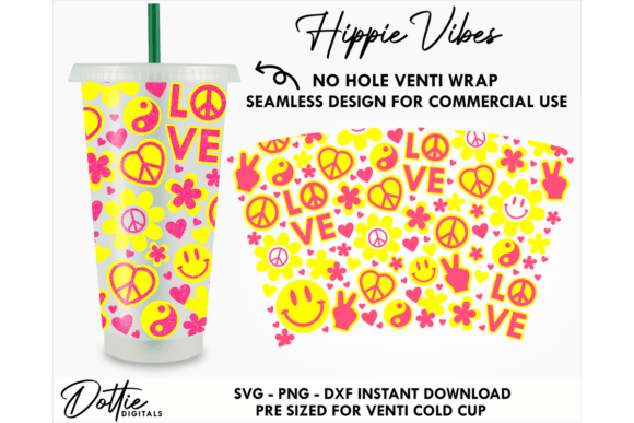 Hippy Cold Cup No Hole SVG 24oz Review