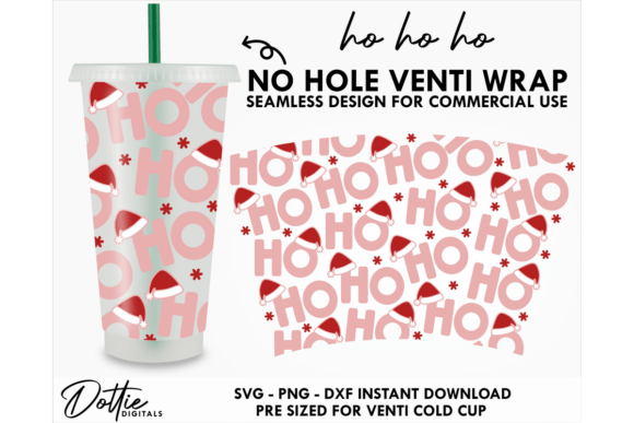 Ho Ho Ho Xmas Cold Cup No Hole SVG 24oz