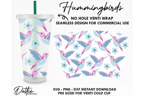Hummingbird Cold Cup No Hole SVG 24oz