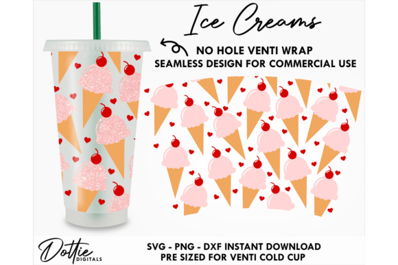 Ice Creams Cold Cup SVG for Embroidery Projects