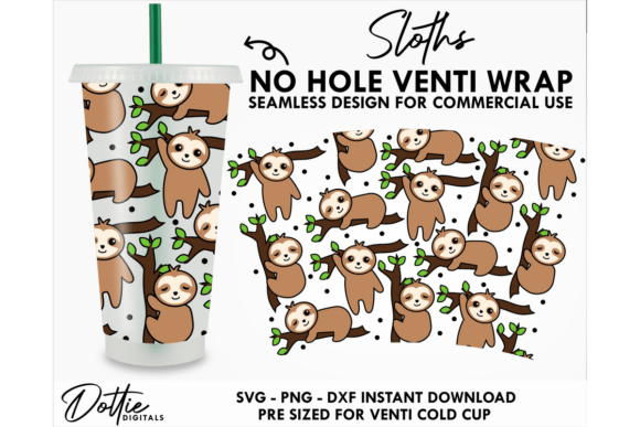 Sloth Cold Cup No Hole SVG 24oz
