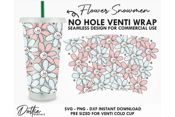 Snowman Cold Cup No Hole SVG 24oz
