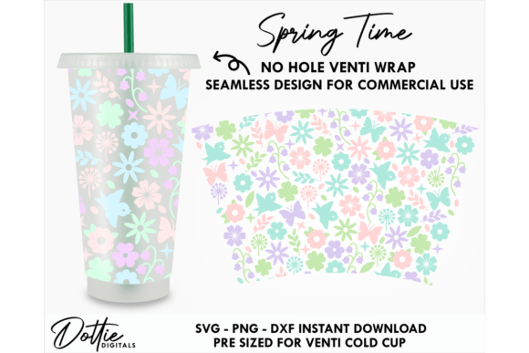 Spring Time Cold Cup No Hole SVG 24oz