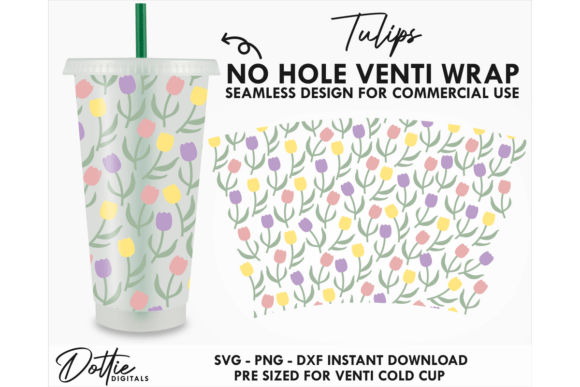 Tulip Cold Cup No Hole SVG 24oz